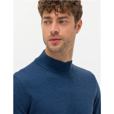 İndigo Melanj Slim Fit Basic Kazak
