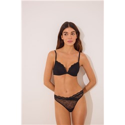 Tanga encaje cebra negro