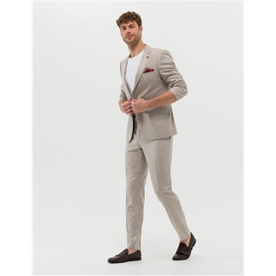 Bej Çizgili Ekstra Slim Fit Takım Elbise