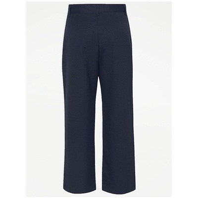 Boys Navy Regular Leg School Trousers 2 Pack