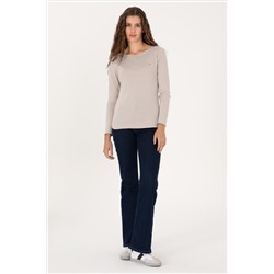 Kadın Taş Slim Bisiklet Yaka Basic Sweatshırt