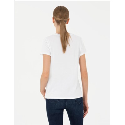 Beyaz Regular Fit Basic Tişört
