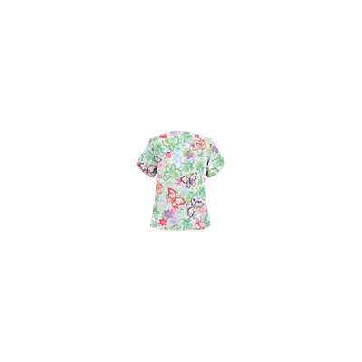 UA Splashy Butterflies White V-Neck Print Scrub Top