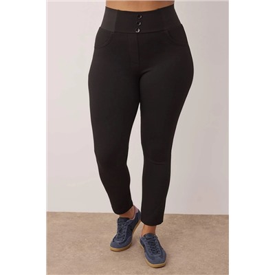 Siyah Beli Lastikli Skinny Örme Büyük Beden Pantolon TBBAW23AR00023