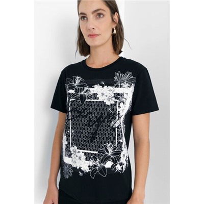 Camiseta flores 100% algodón