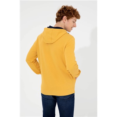 Erkek Safran Kapüşonlu Sweatshirt