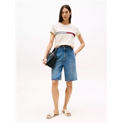 Embroidered Flag Stripe Logo T-Shirt