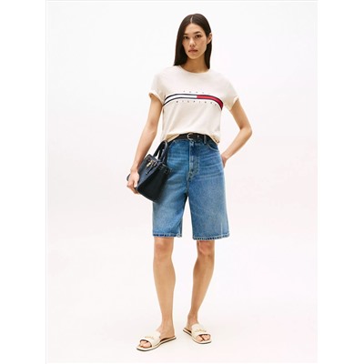 Embroidered Flag Stripe Logo T-Shirt