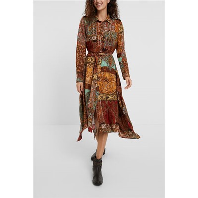 Vestido camisero estampado metalizado