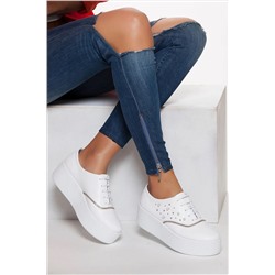 Deripabuc Hakiki Deri Beyaz Kadın Sneaker Trc-0604 TRC-0604