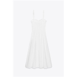 POPLIN RUFFLE MIDI DRESS