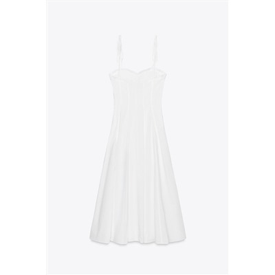 POPLIN RUFFLE MIDI DRESS