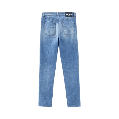 Vaquero skinny fit 7/8 de tiro alto Azul