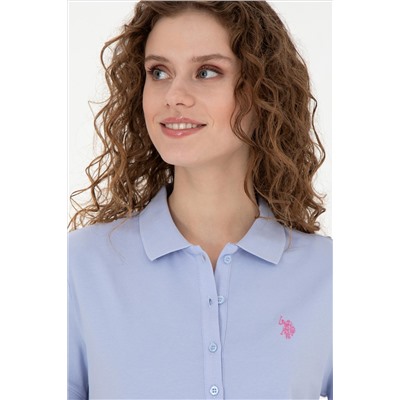 Kadın Mavi Basic Polo Yaka Tişört