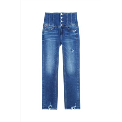 Vaquero skinny de tiro alto Azul oscuro