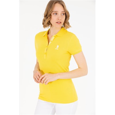 Kadın Sarı Basic Polo Yaka Tişört