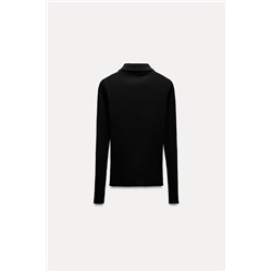 RIBBED POLO NECK T-SHIRT