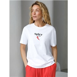 Свободная футболка с принтом из премиального хлопка с эастаном