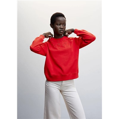 Sudadera algodón bordado -  Mujer | MANGO OUTLET Melilla