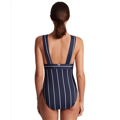 Lauren Ralph Lauren Women's Striped V-Neck One-Piece Swimsuit