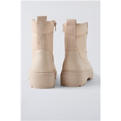QUILTED LACE-UP ANKLE BOOTS