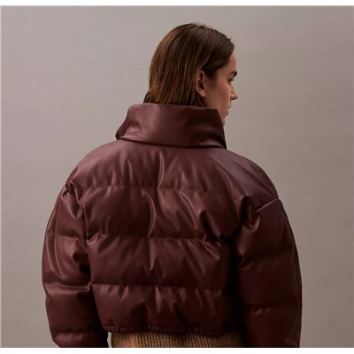 Classic Faux Leather Puffer Jacket