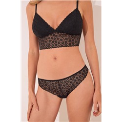 Tanga encaje floral negro