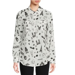 Karl Lagerfeld Paris Whimsical Print Button-Front Shirt