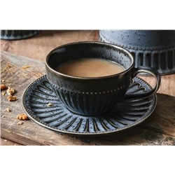 Пара чайная, 1 перс, 2 пр, 250 мл, фарфор P, черно-синяя, в крапинку, Black Kitchen, 62763