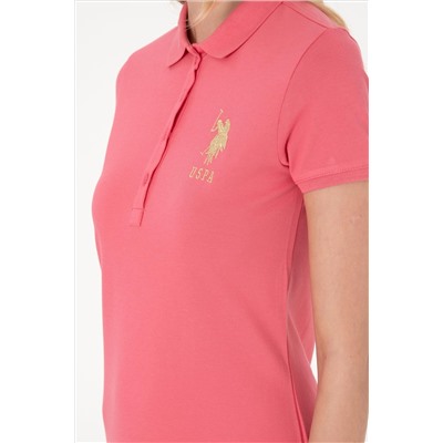 Kadın Koyu Pembe Polo Yaka Mini Boy Örme Elbise