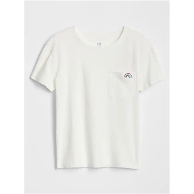 Kids Embroidered Pocket Short Sleeve T-Shirt