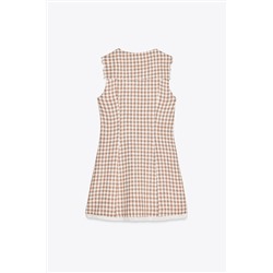 GINGHAM CHECK MINI DRESS WITH PETER PAN COLLAR