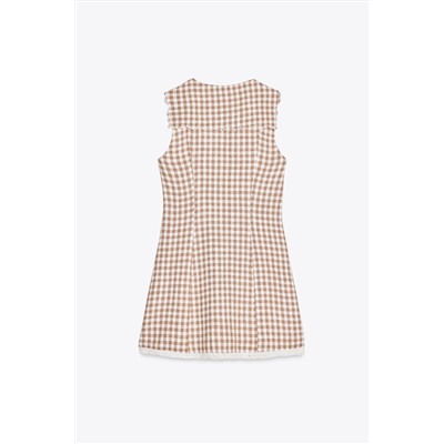 GINGHAM CHECK MINI DRESS WITH PETER PAN COLLAR