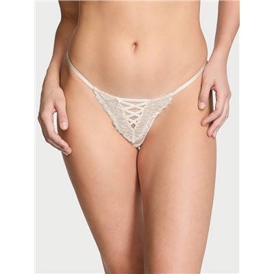 Boho Floral Embroidery Thong Panty