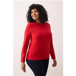 Kırmızı Pamuklu Kayık Yaka Fitted/Vücuda Oturan Esnek Bluz TBBAW26AF00027