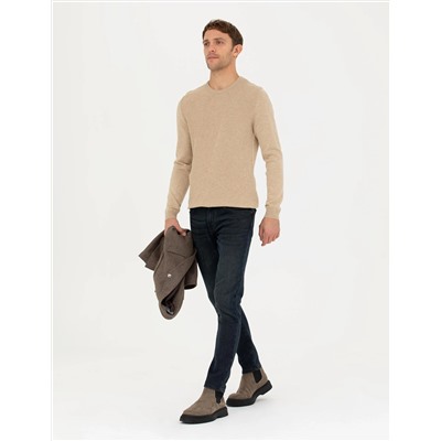 Bej Slim Fit Kazak