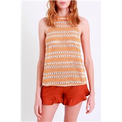 Top de croché Blanco y naranja