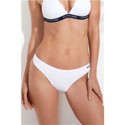 U.S. Polo Assn., Kadın Beyaz Brazilian Bikini Alt