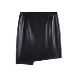 Minifalda de piel de talle alto Negro