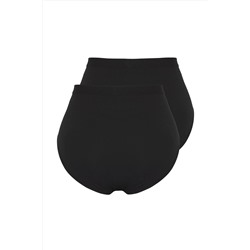 Siyah 2'li Paket Yüksek Bel Toparlayıcı Büyük Beden Külot TBBSS25CM00001