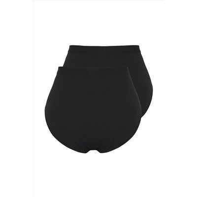 Siyah 2'li Paket Yüksek Bel Toparlayıcı Büyük Beden Külot TBBSS25CM00001