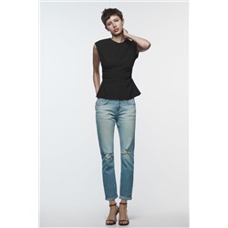 Z1975 RIPPED SPLIT-HEM LOW-RISE JEANS