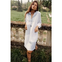 VESTIDO KAFTÁN CON LINO PATCHWORK