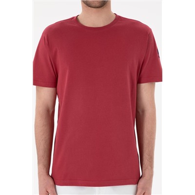 Erkek Regular Fit Bisiklet Yaka Vişne Basic Tişört