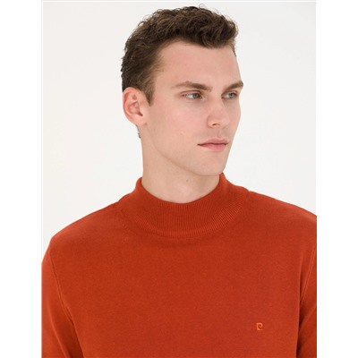 Kiremit Slim Fit Yarım Balıkçı Basic Triko Kazak