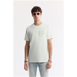 Avva, Erkek Su Yeşili Bisiklet Yaka Baskılı Bi Stretch Interlok T-shirt A51y1044