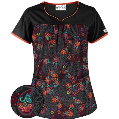UA Pretty Persian Black Scrub Top