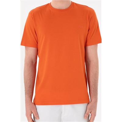 Erkek Regular Fit Bisiklet Yaka Nar Çiçeği Basic Tişört