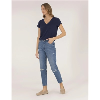 Lacivert Comfort Fit Basic Tişört