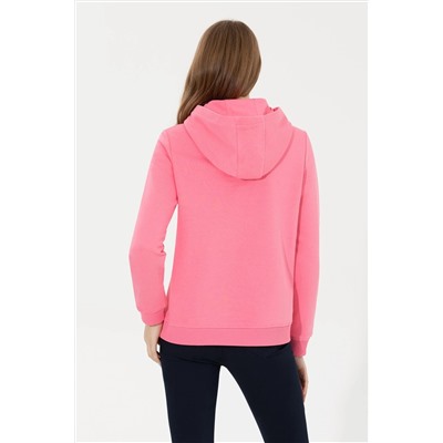 Kadın Pembe Kapüşonlu Basic Sweatshirt